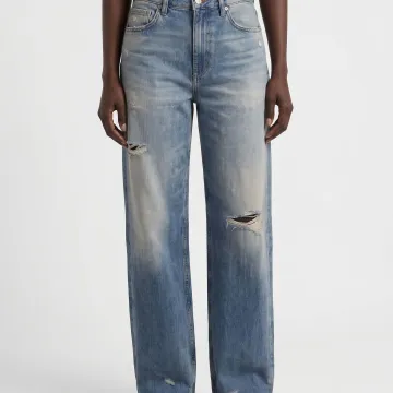 Detailed AI denim product image on model
