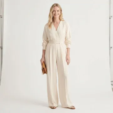 AI model wearing a wide leg jumpsuit for a fashion brand