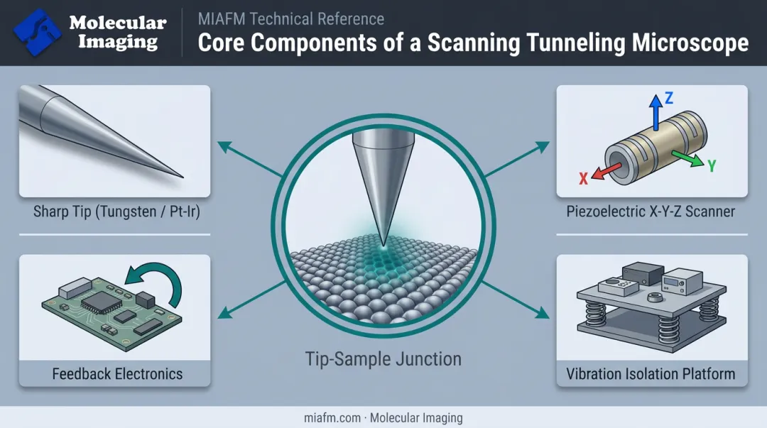 Core hardware components diagram of a scanning tunneling microscope system