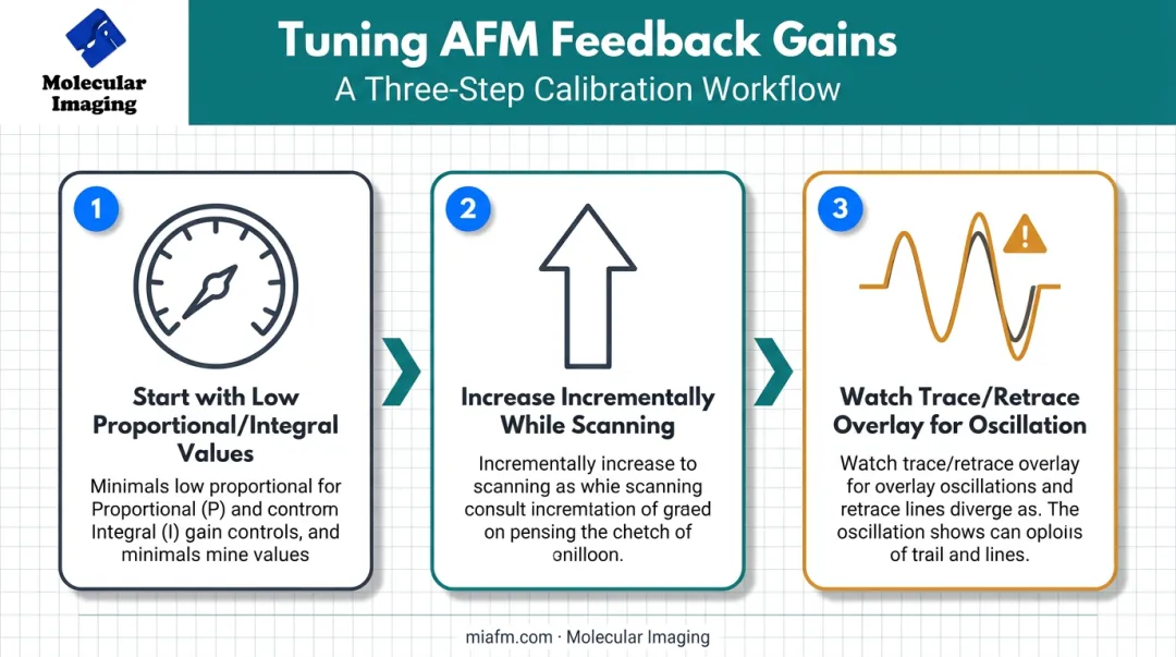 3-step AFM feedback gain tuning process for optimal scan performance