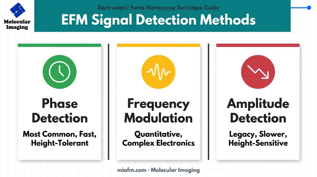 Phase frequency modulation and amplitude detection method comparison chart