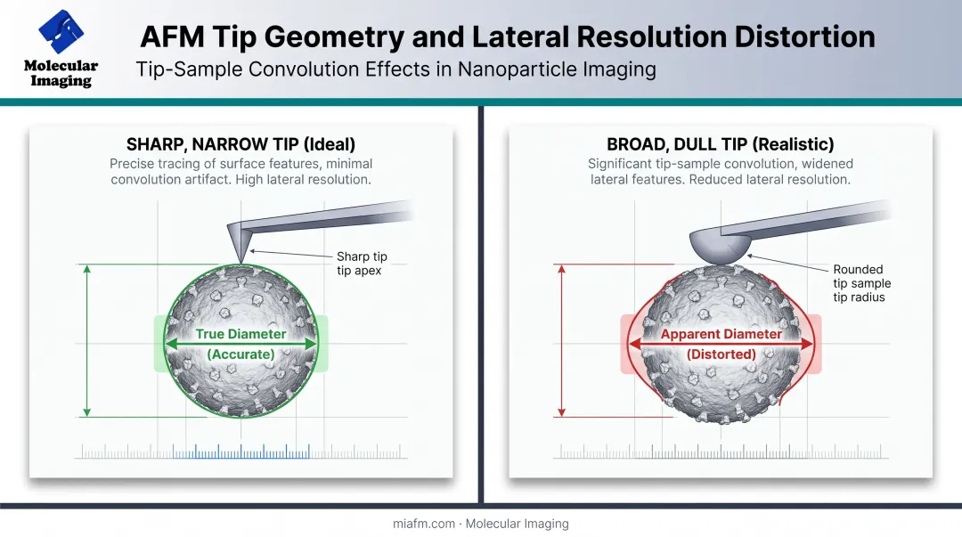 Sharp versus dull AFM tip effect on virus size measurement