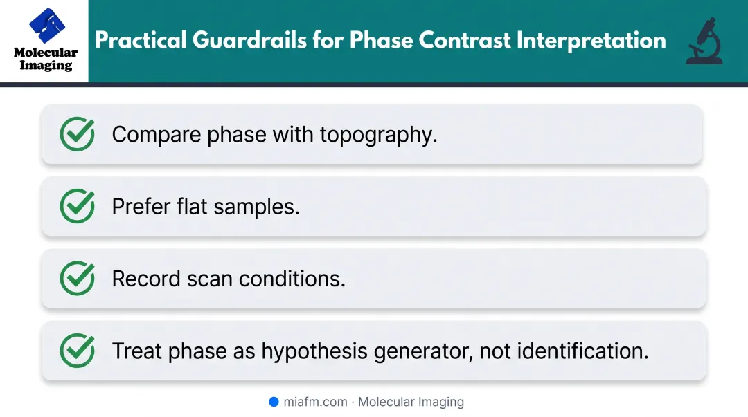 Best practices checklist for interpreting AFM phase contrast data reliably