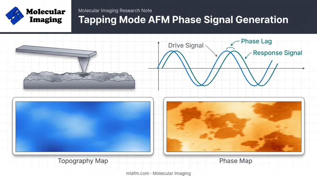 AFM phase imaging signal lag diagram versus topography height channel