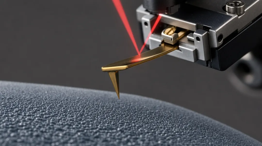 Atomic force microscope cantilever tip scanning graphene sample surface
