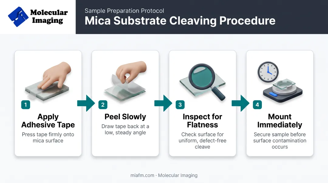 4-step mica cleaving procedure for AFM STM substrate preparation