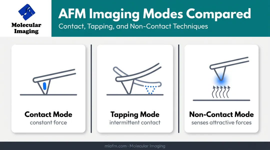 Three AFM imaging modes contact tapping and non-contact comparison