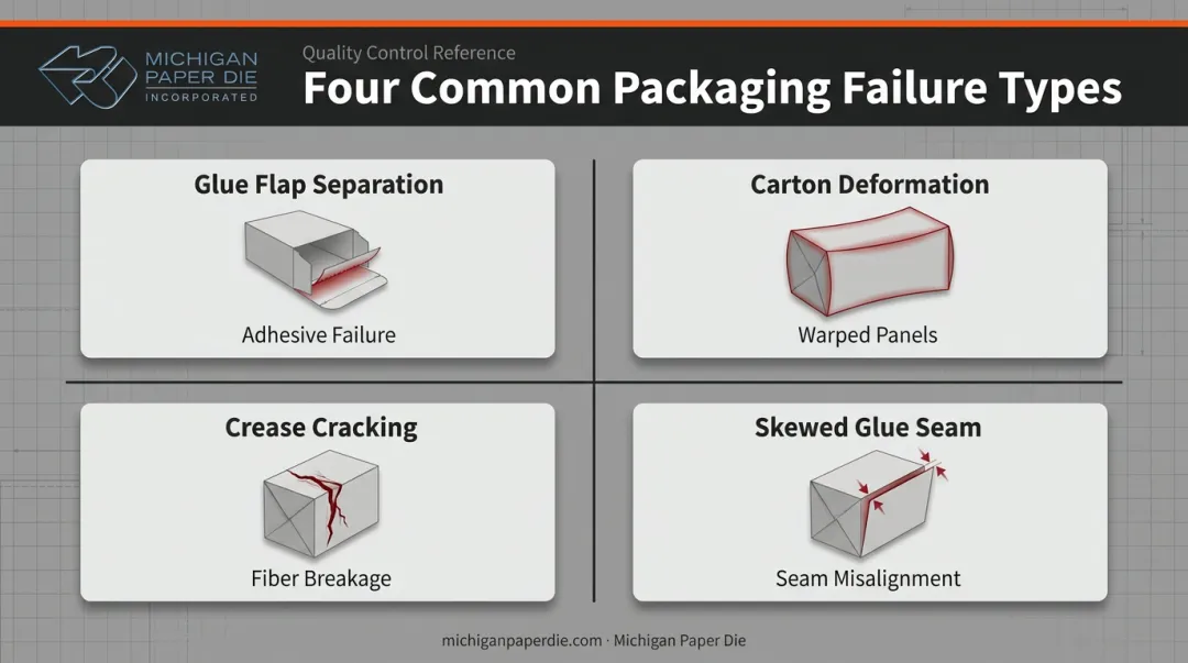 Four common folding carton failures adhesion deformation cracking and misalignment