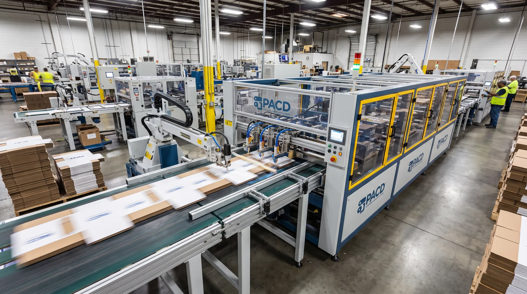 High-speed gluing machine assembling folding cartons on production line