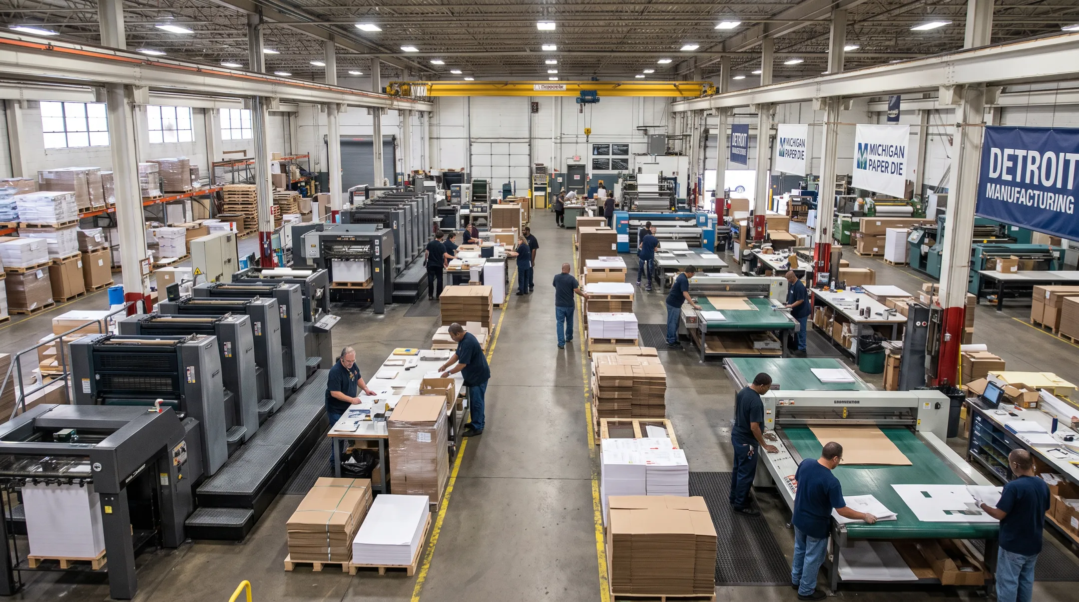 Michigan Paper Die Detroit facility production floor with embossing equipment