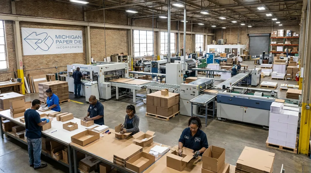 Michigan Paper Die Detroit facility combining hand bindery and automated finishing equipment