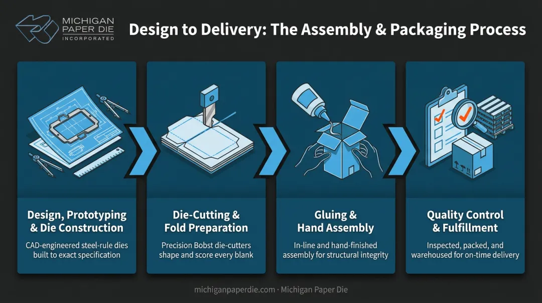 4-step packaging assembly process from design to quality control