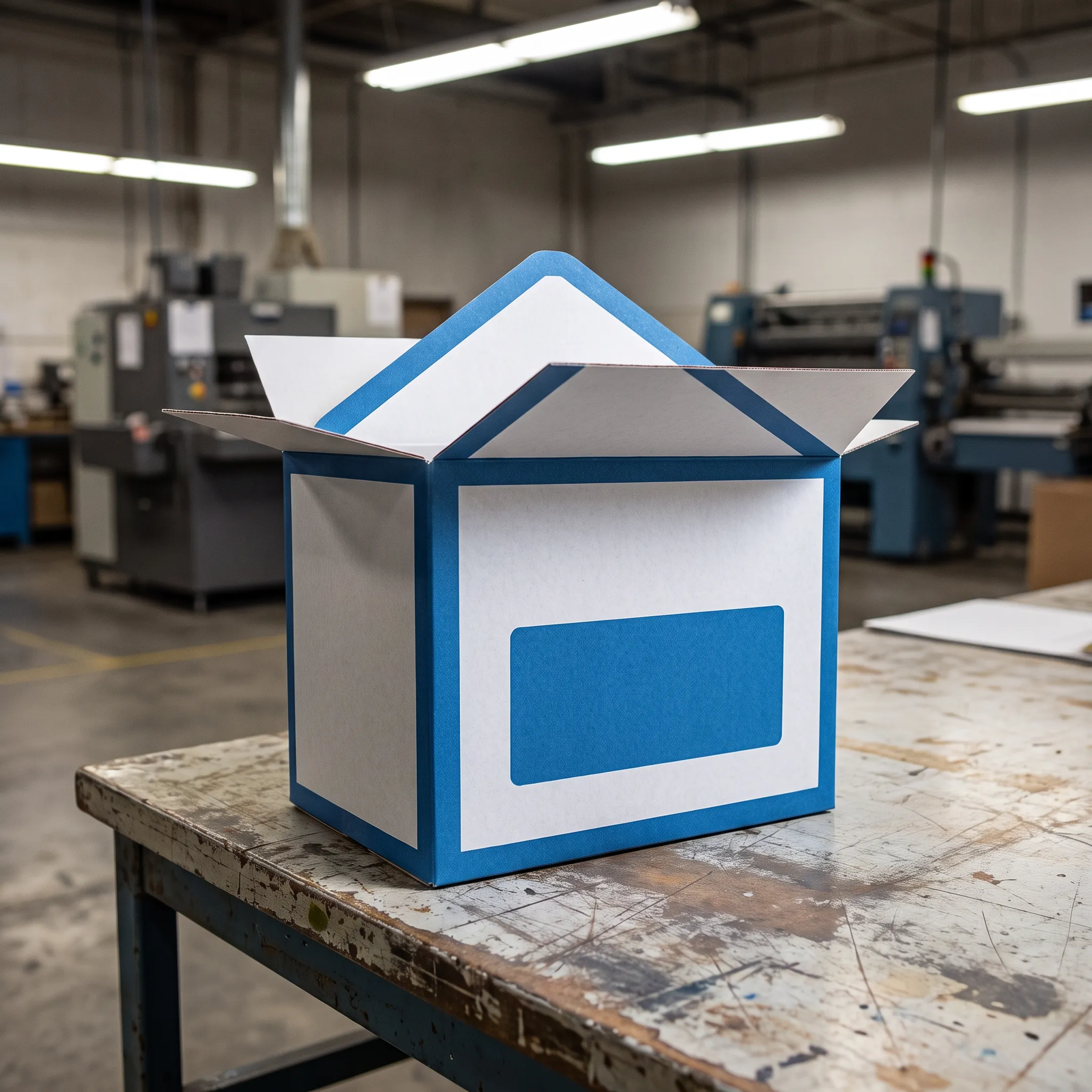 Custom retail cartons displayed on a worktable