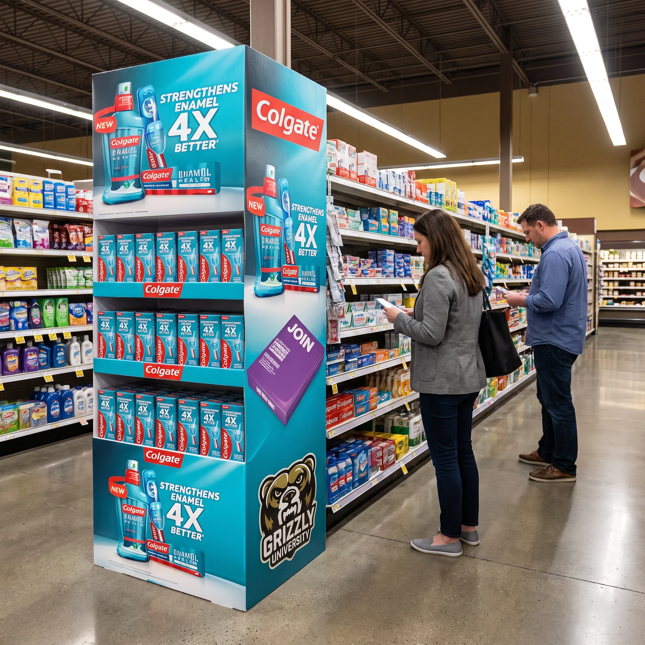 Custom cardboard retail display in a store