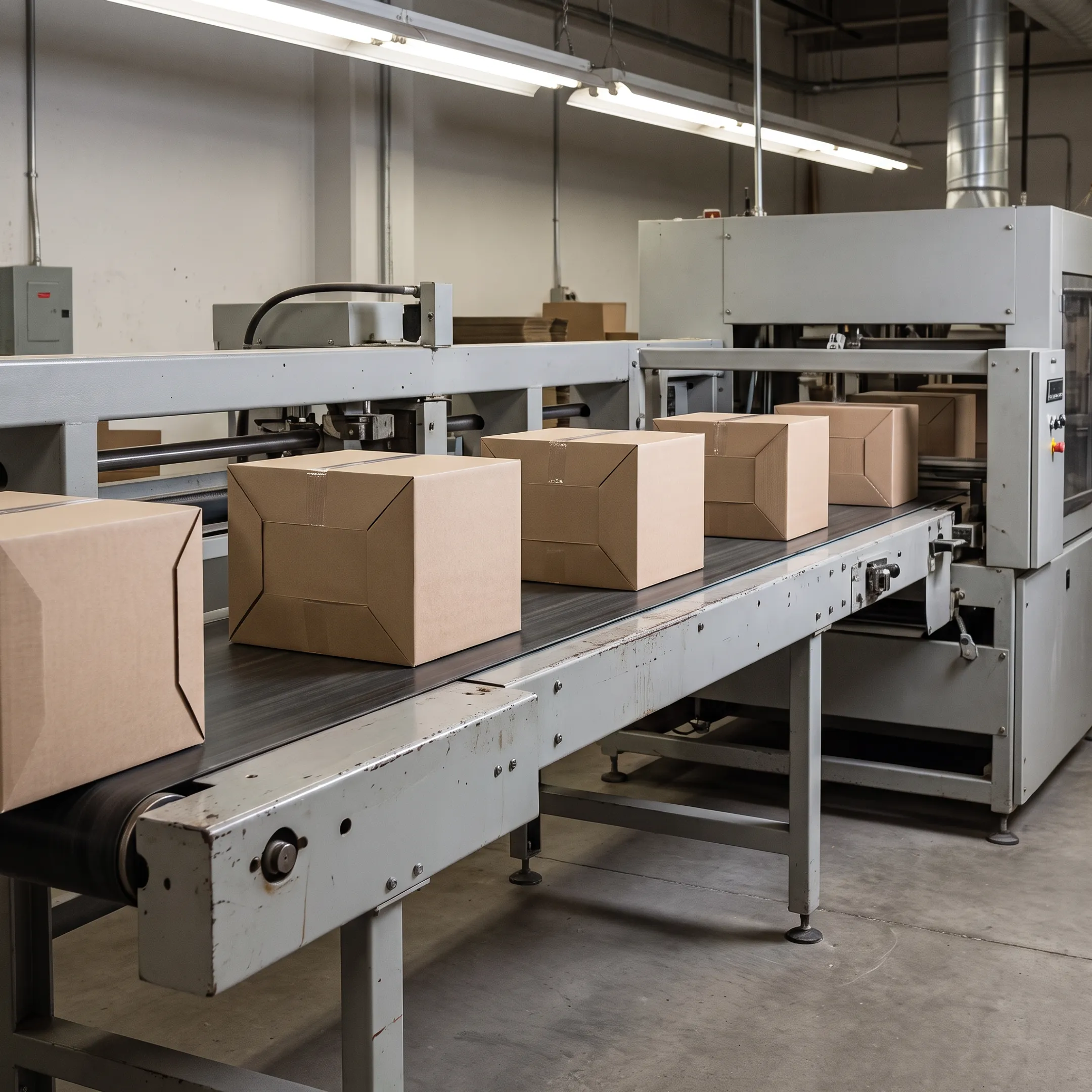 Custom printed folding cartons on a production line