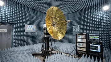 Micro-Ant anechoic chamber testing deployable satellite antenna hardware