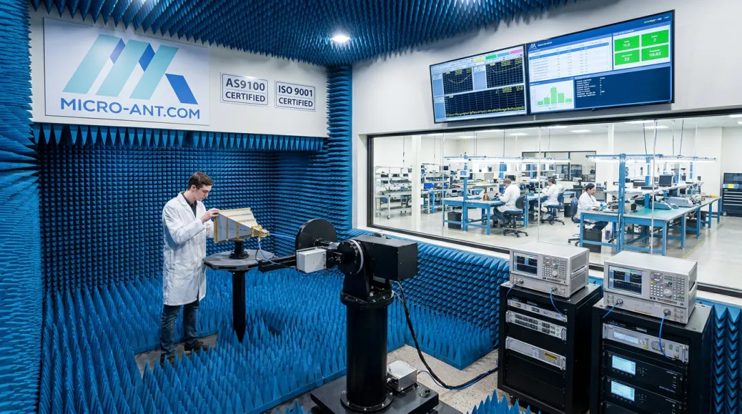 Micro-Ant in-house antenna testing chamber and certified manufacturing facility