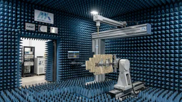 Micro-Ant near-field anechoic chamber spherical scanner antenna testing facility interior