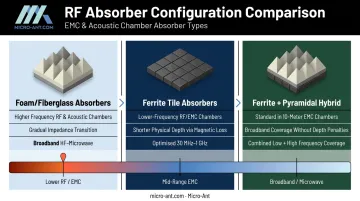 RF anechoic chamber absorber types foam ferrite hybrid frequency coverage comparison