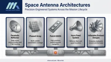 Comparison of five major space antenna types and their primary applications