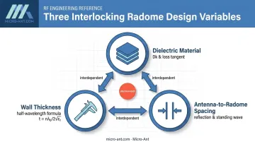 Three interlocking radome design variables material thickness and antenna spacing