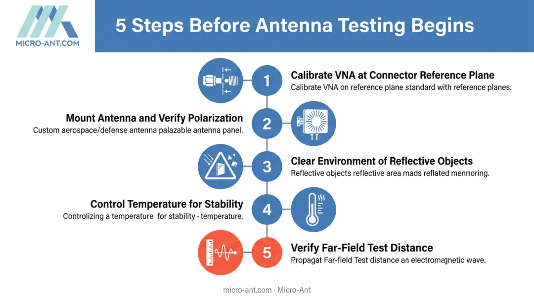 5-step antenna test setup and calibration procedure checklist