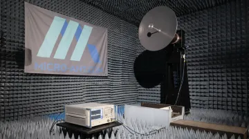 Near-field antenna testing chamber validating S-band performance before shipment