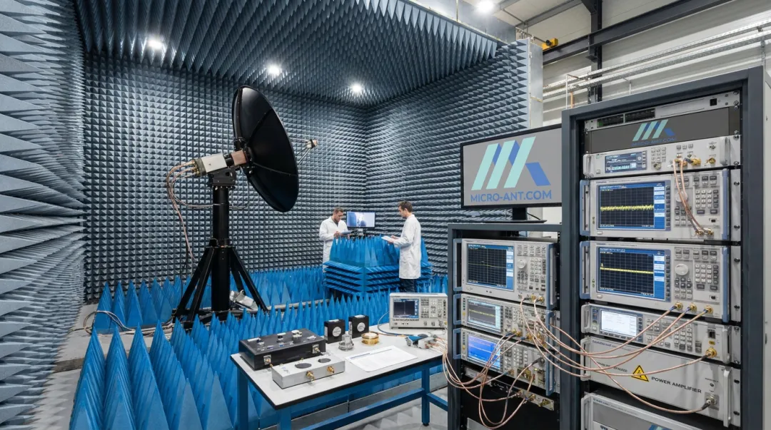 Antenna testing chamber facility with near-field measurement equipment