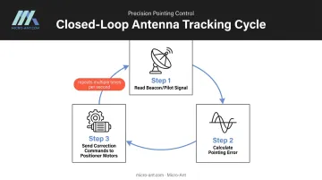 3-step closed-loop satellite tracking signal correction cycle diagram