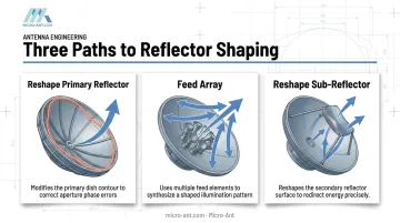 Three engineering methods for shaping reflector antenna beam patterns