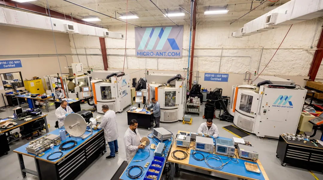 Micro-Ant certified manufacturing facility producing custom wideband antennas