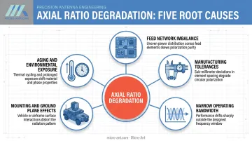 Five real-world factors degrading circular polarization axial ratio performance