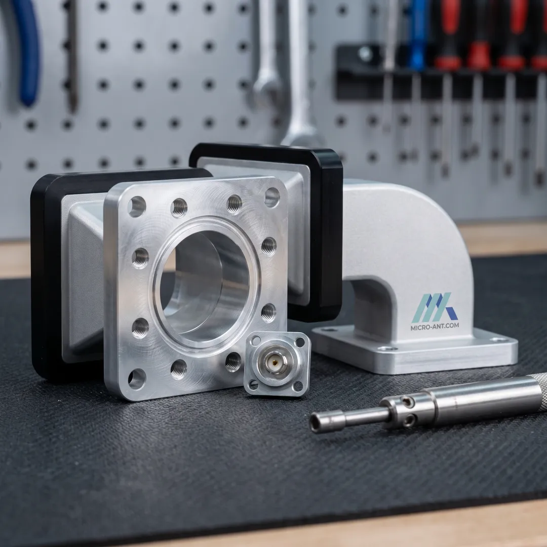 Precision-machined waveguide components on a manufacturing floor