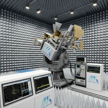 Electronic warfare antenna array in RF lab