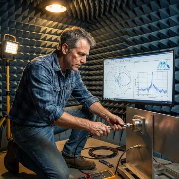 RF engineer testing antenna hardware