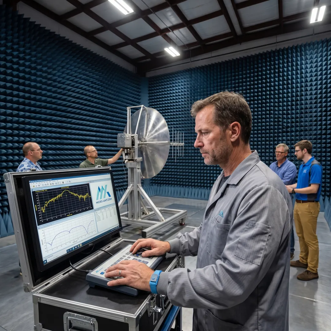 Antenna testing chamber used for link budget analysis and RF performance validation