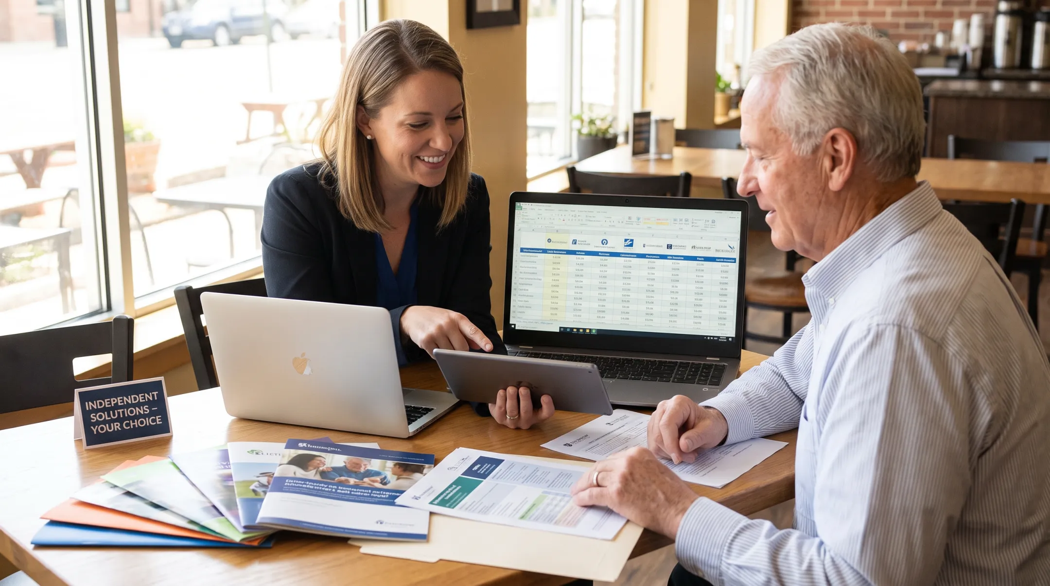 Independent insurance agent comparing multiple carrier quotes for a client