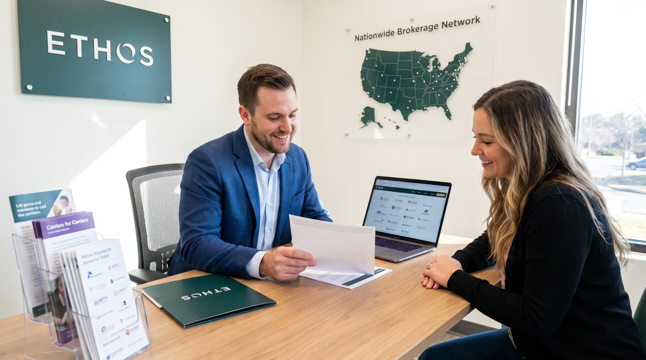 Independent insurance advisor consulting client on life insurance options