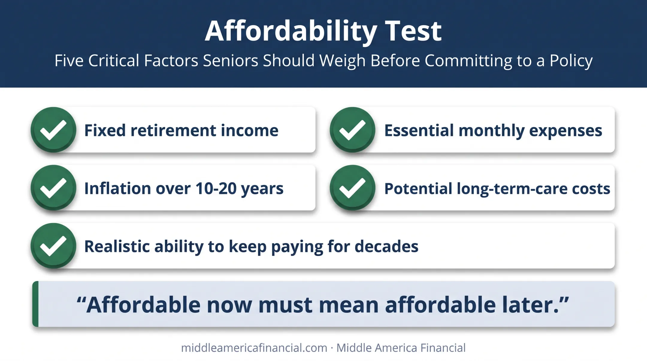 Affordability checklist for seniors before buying whole life insurance