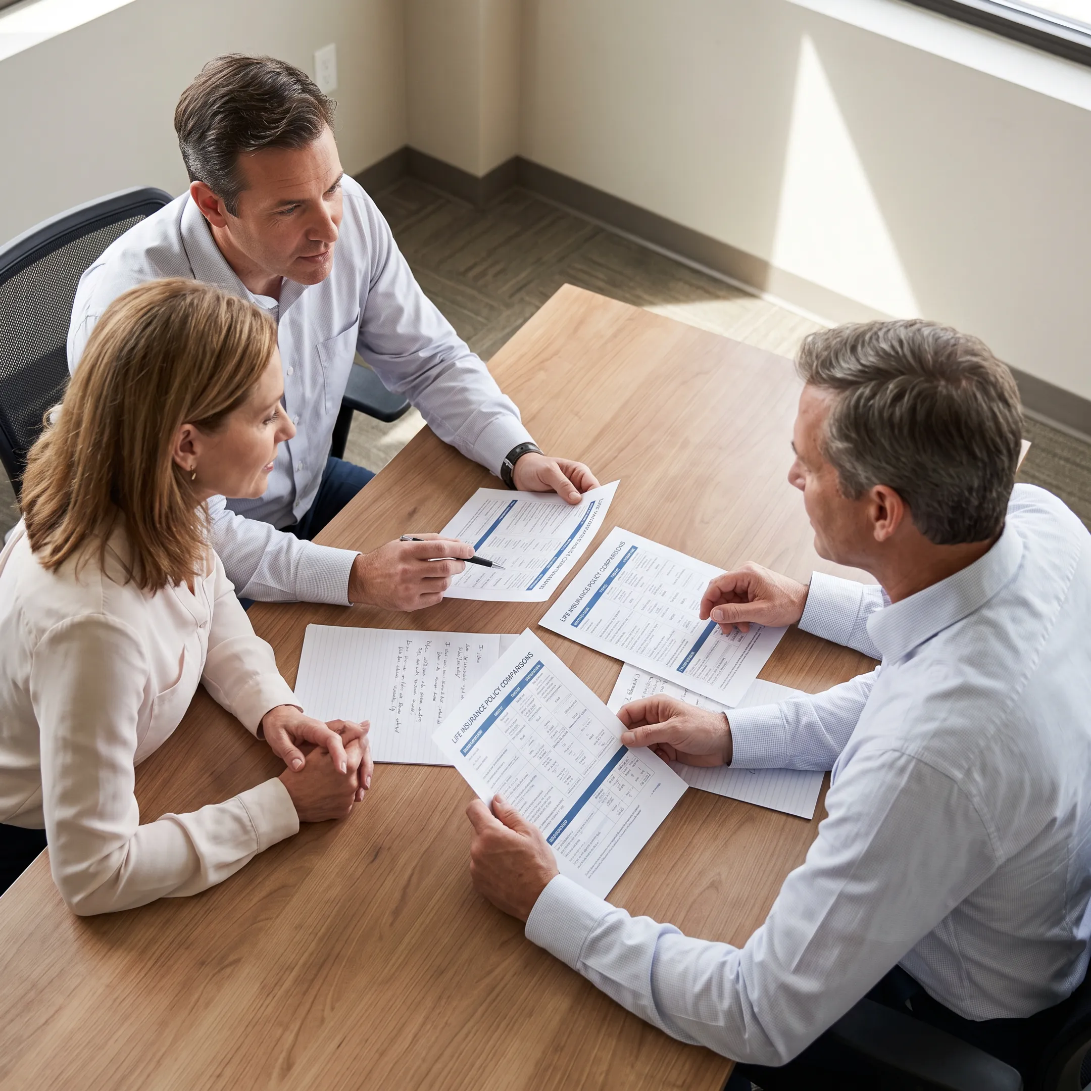 Advisor explaining affordable term life insurance choices