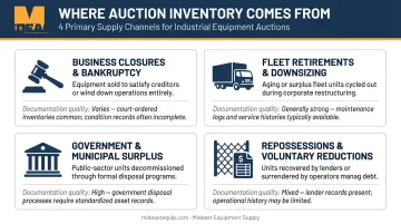 Four industrial equipment auction supply sources comparison infographic