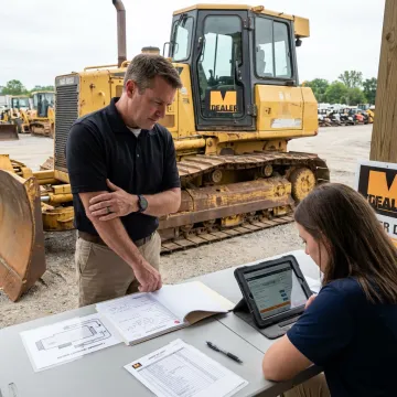Auction team managing equipment sale process