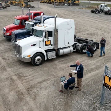 Auction team coordinating commercial truck bidding