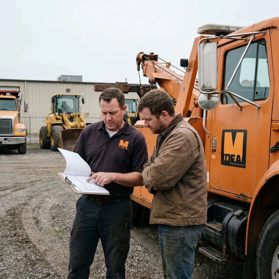 Auction staff coordinating tow truck bidding and pickup