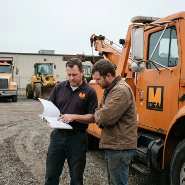 Auction staff coordinating tow truck bidding and pickup