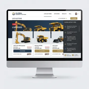 Professional online truck equipment auction platform with active bidding
