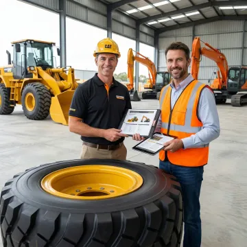 Professional equipment broker discussing machinery details with client in industrial setting