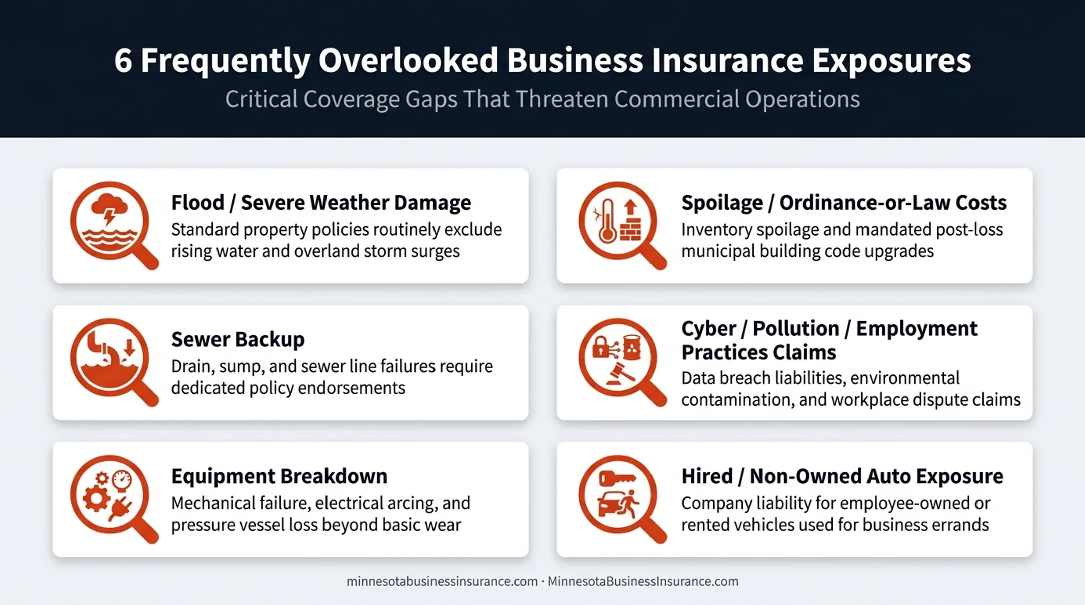 Six commonly missed business insurance coverage gaps checklist