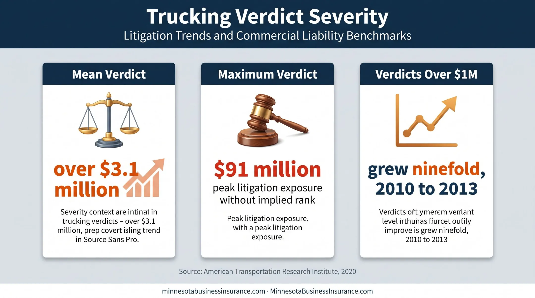 Trucking liability verdict statistics showing multimillion-dollar claim severity