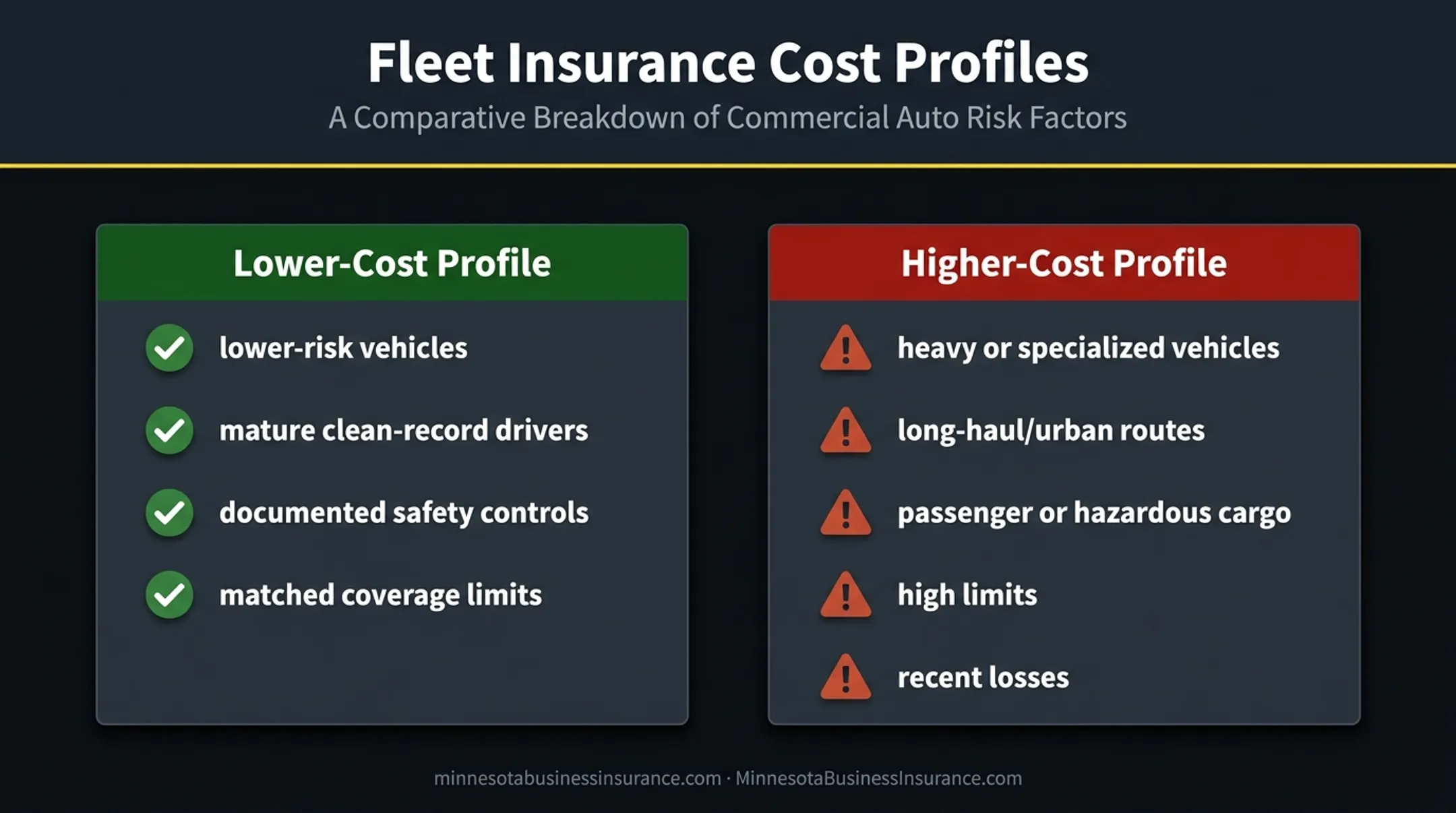 Low-cost versus high-cost fleet insurance profile comparison checklist